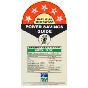 OGENERAL-SPLI-AC-ASGG12CGTB-STAR-RATING-STICKER